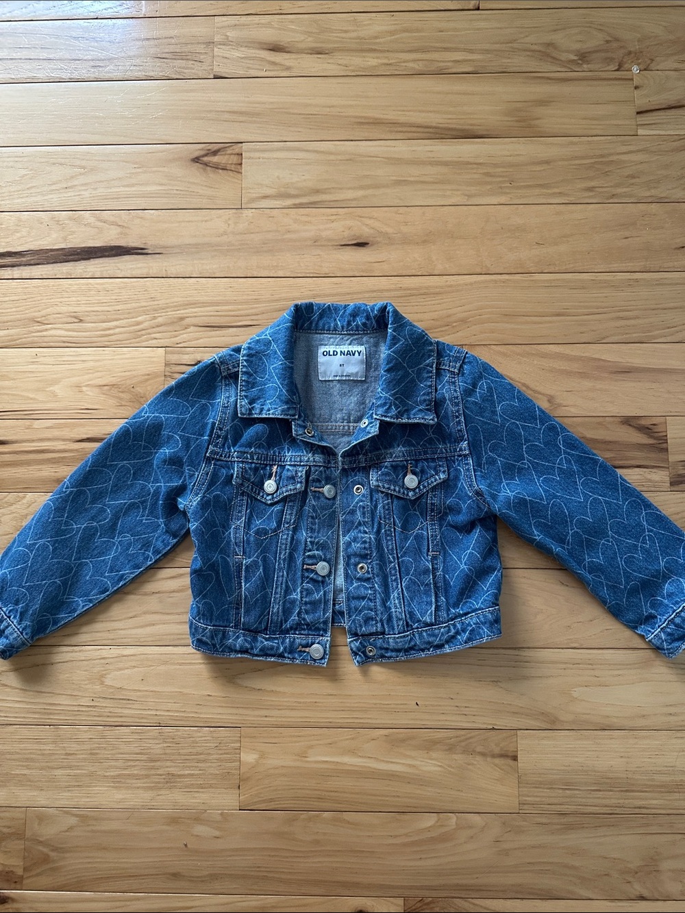 Old Navy Girls' Blue Denim Jacket with Heart Print
